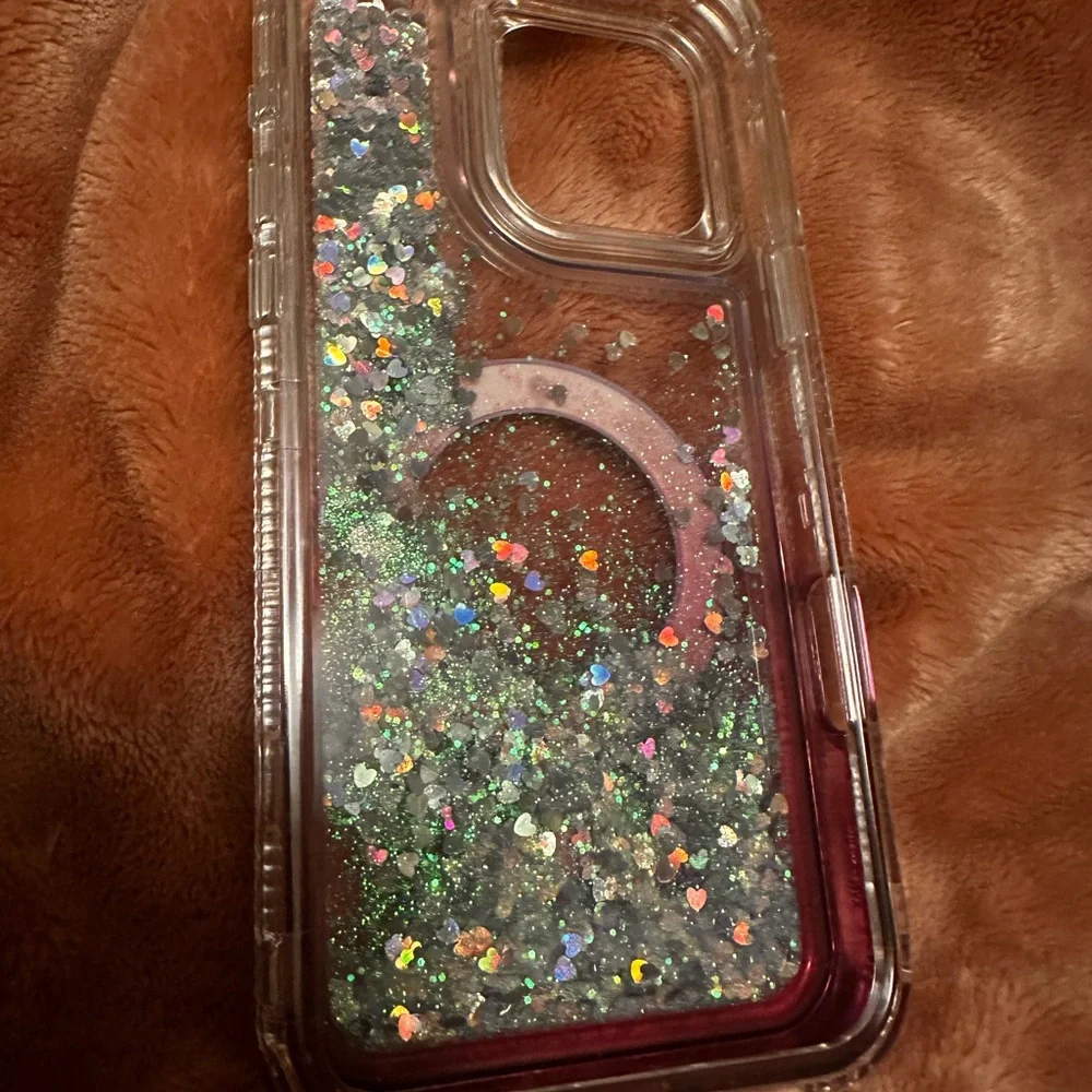 Glitter iPhone 16 Pro Max Case MagSafe Charging Shockproof Iridescent Liquid